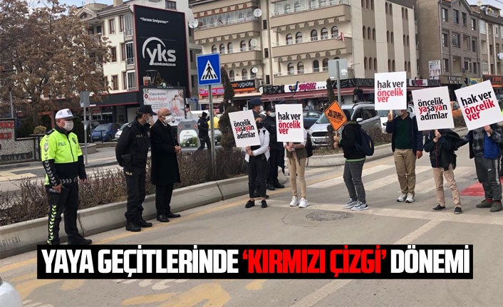 Gölbaşı'nda yaya geçitlerinde 'kırmızı çizgi' dönemi