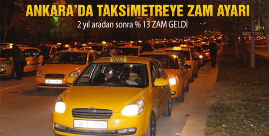 Ankara'da taksimetreye zam ayarı