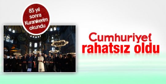 Ayasofya'da Kur'an okunmasından rahatsız oldu