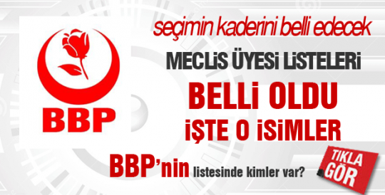 BBP 2014 yerel seçim Belediye Meclis Üyesi Aday Listesi 