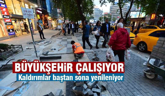 Büyükşehir kaldırımları yeniliyor