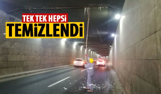 Buz sarkıtları temizleniyor