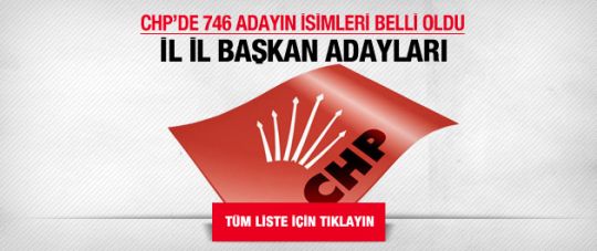 CHP'de 746 adayın isimleri belli oldu