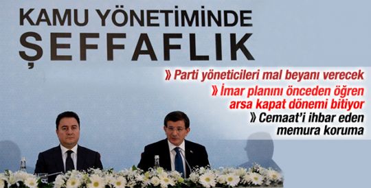 Davutoğlu Kamuda Şeffaflık Paketi'ni açıkladı