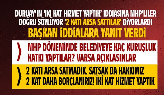 Duruay: 2 katı arsa satsak da hakkımız