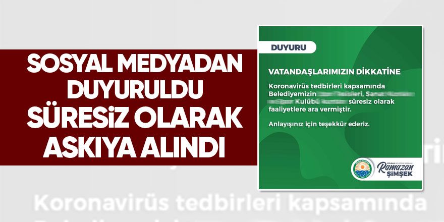 Gölbaşı Belediyesi duyurdu; Süresiz olarak askıya alındı