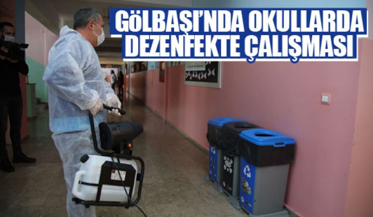 Gölbaşı Belediyesi korona virüse karşı okulları dezenfekte ediyor