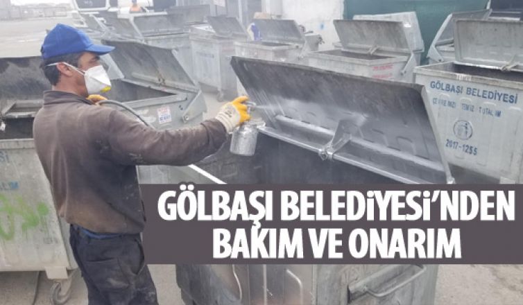 Gölbaşı Belediyesi'nden çöp konteynerlarına bakım ve onarım