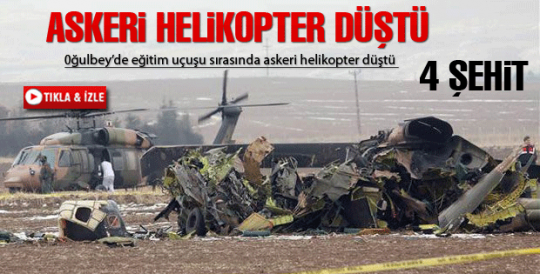 Gölbaşı'nda askeri helikopter düştü 4 Şehit...