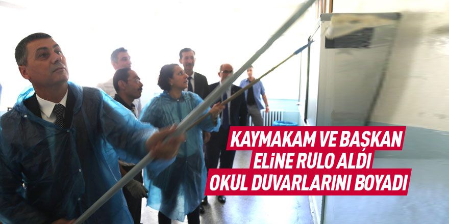 Kaymakam Bilgihan ve Başkan Şimşek boya yaptı