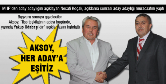 Necati Koçak, açıklama sonrası aday adaylığı müracaatını İlçe Başkanı Mahmut Aksoy’a yaptı. 