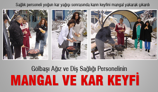 Sağlık personelinin kar’da mangal keyfi