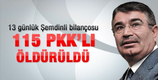 Şahin: 115 terörist öldürüldü 2012 final yılı