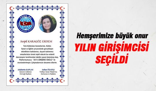 Serpil Karagöz Erdem yılın girişimcisi ödülünü aldı