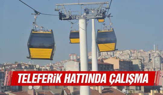 Teleferik hattında bakım çalışması