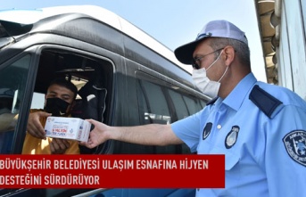 Büyükşehir belediyesi ulaşım esnafına hijyen desteği sürüyor