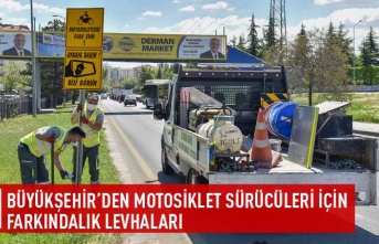 Büyükşehir'den motosiklet sürücüleri için farkındalık levhaları