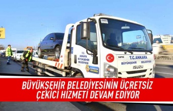 Büyükşehir belediyesinin ücretsiz çekici hizmeti devam ediyor