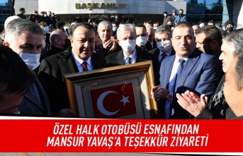 Özel halk otobüsü esnafından Mansur Yavaş'a teşekkür ziyareti