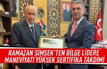 RAMAZAN ŞİMŞEK'TEN BİLGE LİDERE MANEVİYATI YÜKSEK SERTİFİKA TAKDİMİ