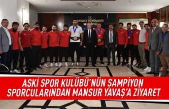 ASKİ spor kulübü'nün şampiyon sporcularından Mansur Yavaş'a ziyaret