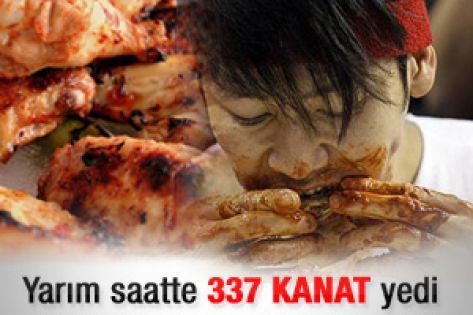 Yarım saatte 337 kanat yedi 