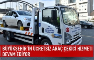 Büyükşehir'in ücretsiz çekici hizmeti devam...