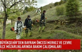 Büyükşehir'den bayram öncesi mezarlıklara...