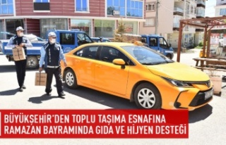 Toplu taşıma esnafına hijyen ve gıda desteği