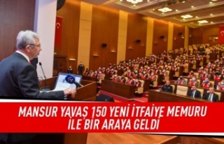 Mansur Yavaş 150 yeni itfaiye memuru ile bir araya...