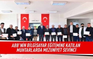 ABB'nin bilgisayar eğitimine katılan muhtarlarda...