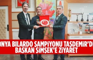 Dünya Bilardo Şampiyonu Taşdemir’den Başkan...