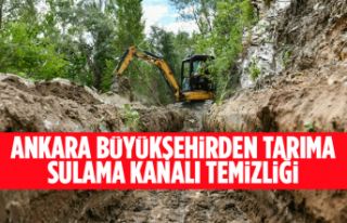 ANKARA BÜYÜKŞEHİRDEN TARIMA SULAMA KANALI TEMİZLİĞİ