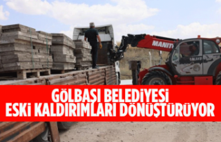 Gölbaşı Belediyesi eski kaldırımları dönüştürüyor