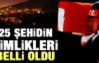 25 şehit askerin kimlikleri belirlendi