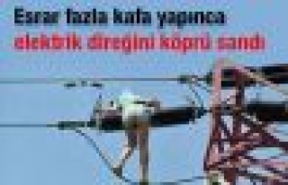 Esrar içince elektrik direğini köprü sandı