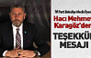 Karagöz'den teşekkür mesajı