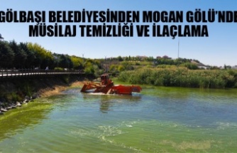 GÖLBAŞI BELEDİYESİNDEN MOGAN GÖLÜ’NDE MÜSİLAJ TEMİZLİĞİ VE İLAÇLAMA