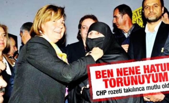 CHPye katılan çarşaflı: Rozeti takınca mutlu oldum